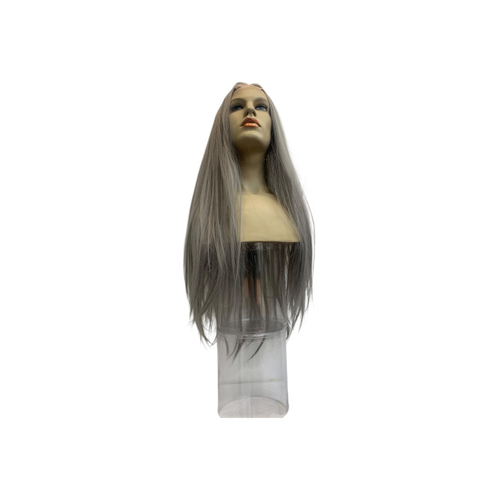 Cosplay Long 80cm. Straight Gray Heat Resistant Lace Front Wig