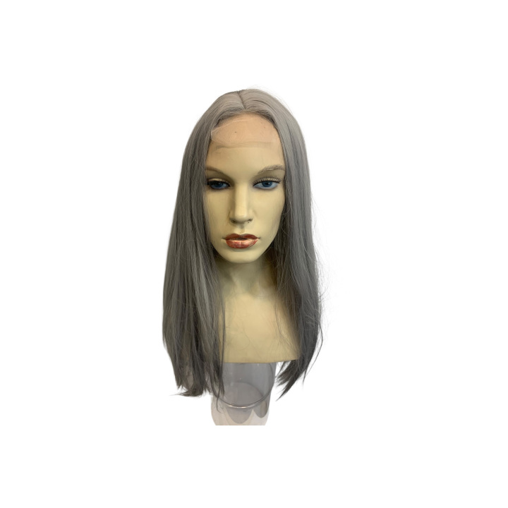 Cosplay Long 80cm. Straight Gray Heat Resistant Lace Front Wig