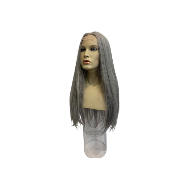Cosplay Long 80cm. Straight Gray Heat Resistant Lace Front Wig