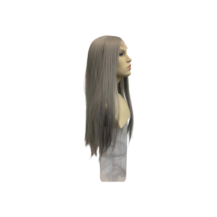 Cosplay Long 80cm. Straight Gray Heat Resistant Lace Front Wig