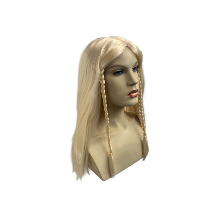 Ariadne Long Blonde Wig with Small Side Braids and Center Parting