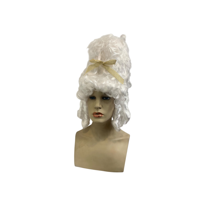 Tall White Baroque Countess Wig with Ringlet Curls