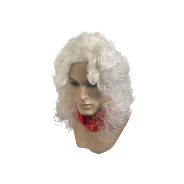 Santa Claus Long Curly Wig White Matte | Professional Performance | Alegro Athens