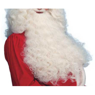 Santa Claus Long Curly White Beard in Natural Off White Matte Color
