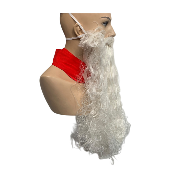 Santa Claus Long Curly Beard White Matte | Professional Performance | Alegro Athens