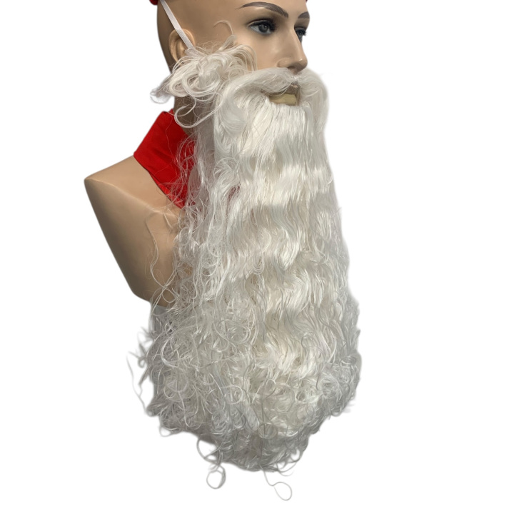 Santa Claus Long Curly Beard White Matte | Professional Performance | Alegro Athens