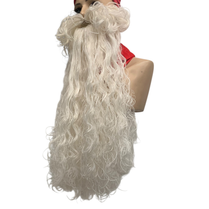 Santa Claus Long Curly Beard Off-White Matte | Professional Performance | Alegro Athens