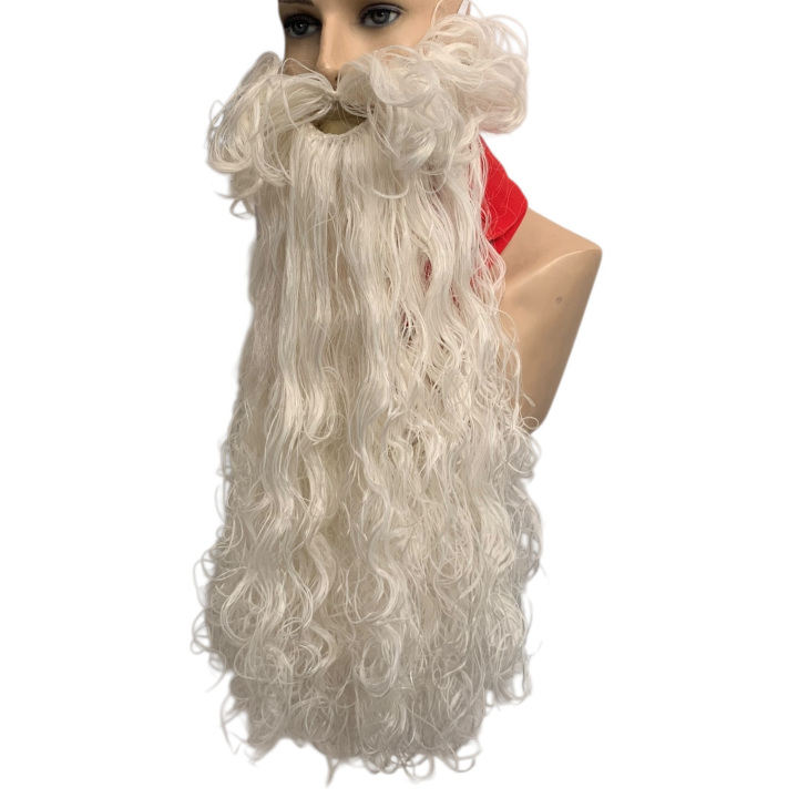 Santa Claus Long Curly Beard Off-White Matte | Professional Performance | Alegro Athens