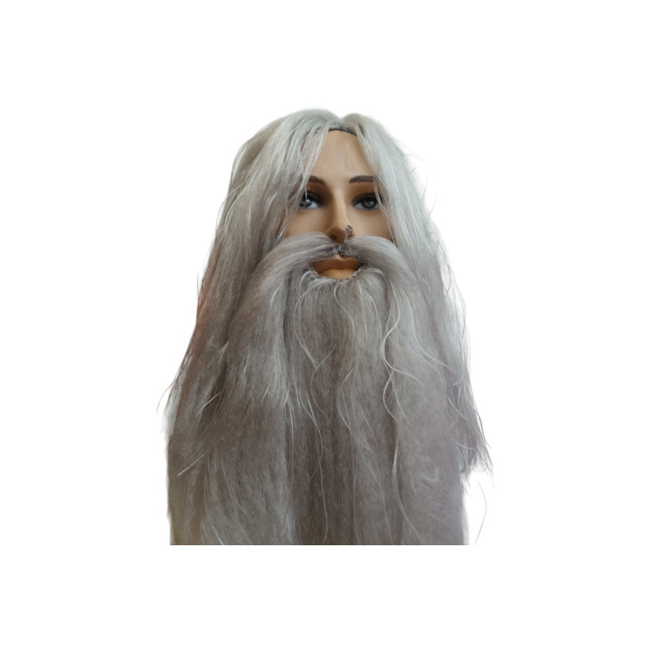 Gray Wizard's Wig and Beard Set Gandalf Style | Fantasy Cosplay | Alegro Athens