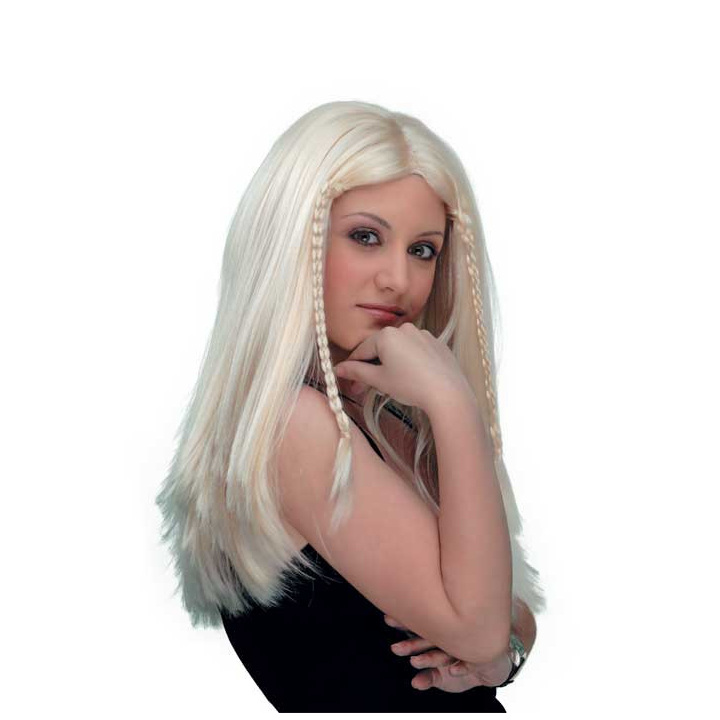 Ariadne Long Blonde Wig with Small Side Braids and Center Parting