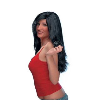 Αφροδίτη Μακριά Μαύρη Περούκα με Χωρίστρα στο Πλάι