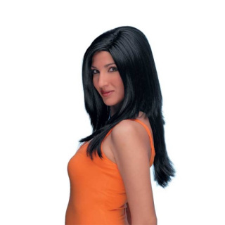 Δανάη Μακριά Μαύρη Περούκα με Χωρίστρα στο Πλάι
