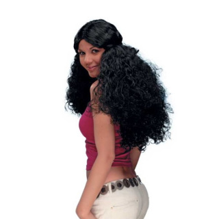 Μακριά Μαύρη Σγουρή Περούκα