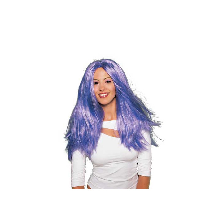 Σύλβια Μακριά Μωβ Περούκα με Χωρίστρα στη Μέση και Ανταύγειες