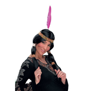 Native American Indian Woman Wig Braids Headband Feather | Carnival | Alegro Athens