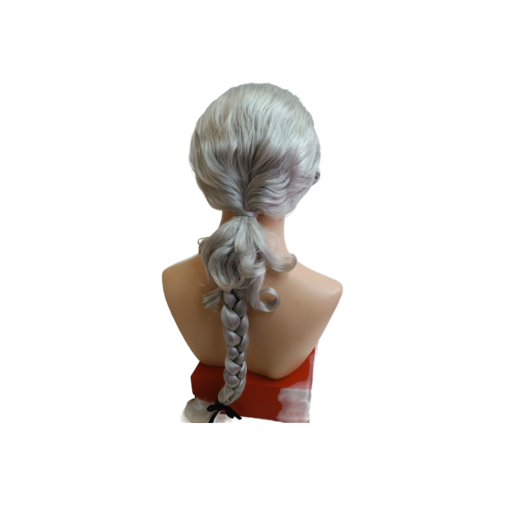 Male 17th century gray wig with extra long queue