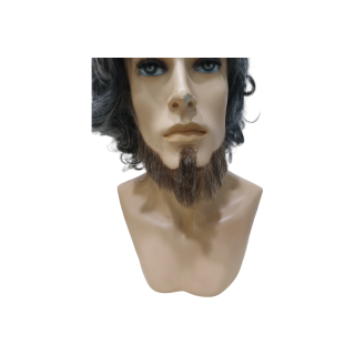 GRAY BROWN HUMAN HAIR BEARD ON LACE