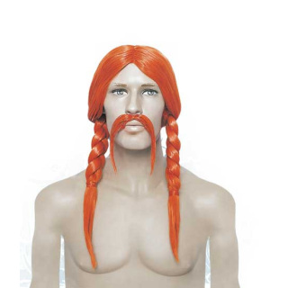 Gaul Orange Wig Set Braids Moustache | Asterix Carnival | Alegro Athens