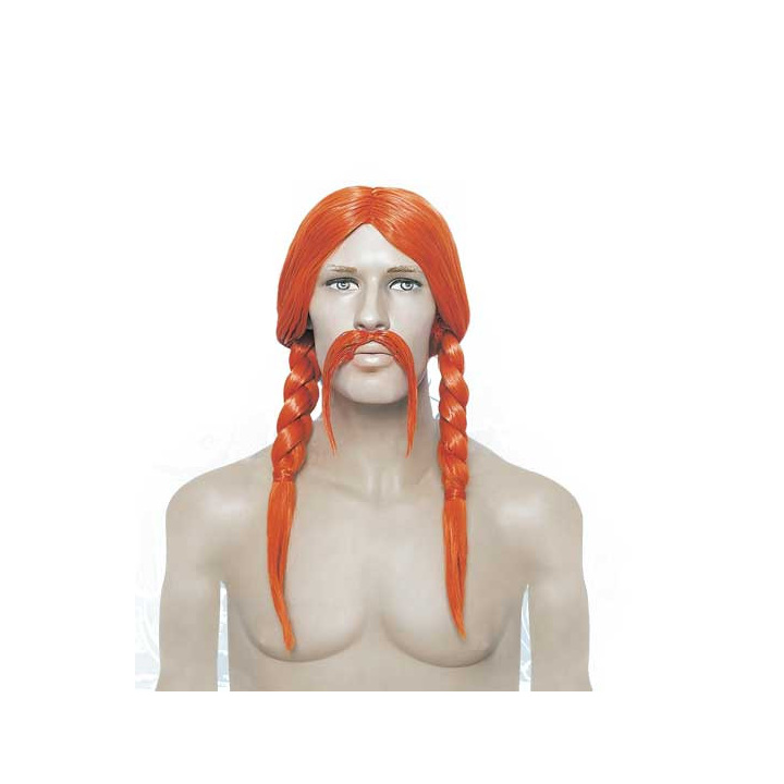 Gaul Orange Wig Set Braids Moustache | Asterix Carnival | Alegro Athens