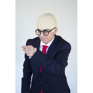 RUFUS bald head set with round plastic glasses