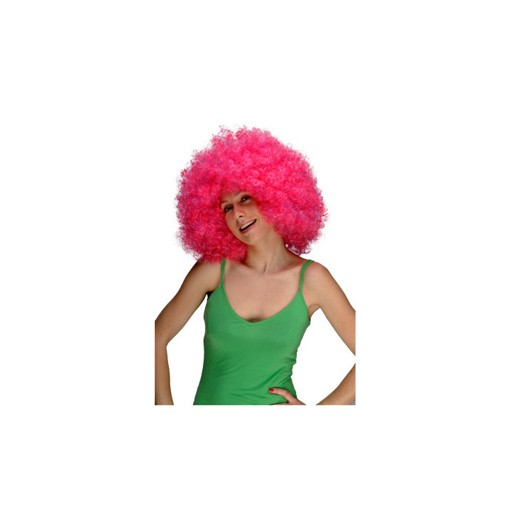 Pink Disco Curly Afro Wig