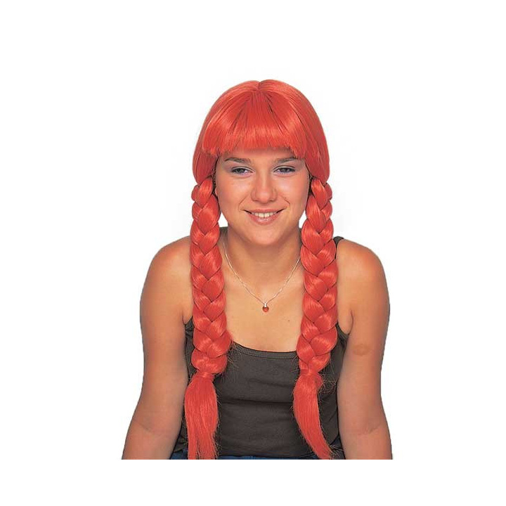 Villager Carrot Orange Wig with Braids | Folk Carnival Costume | Alegro Athens