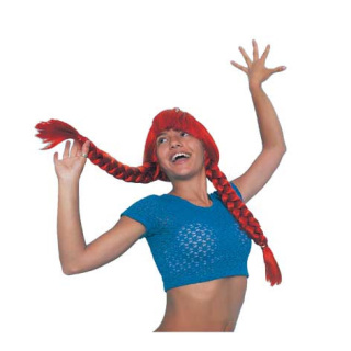 Villager Red Wig with Braids | Folk Carnival Costume | Alegro Athens
