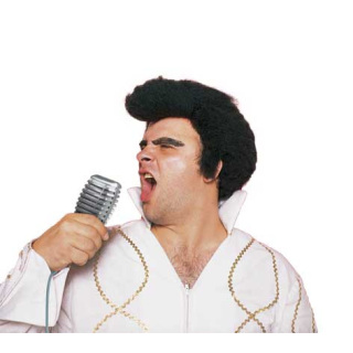 Έλβις Μαύρη Ανδρική Περούκα με Τσουλούφι