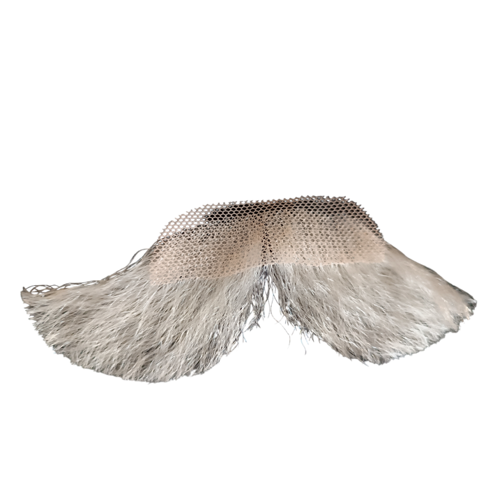 Handmade White Bushy Human Hair Moustache on Lace | Theatrical | Alegro Athens