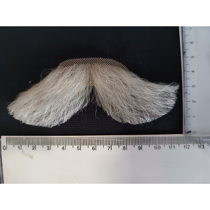 Handmade White Bushy Human Hair Moustache on Lace | Theatrical | Alegro Athens