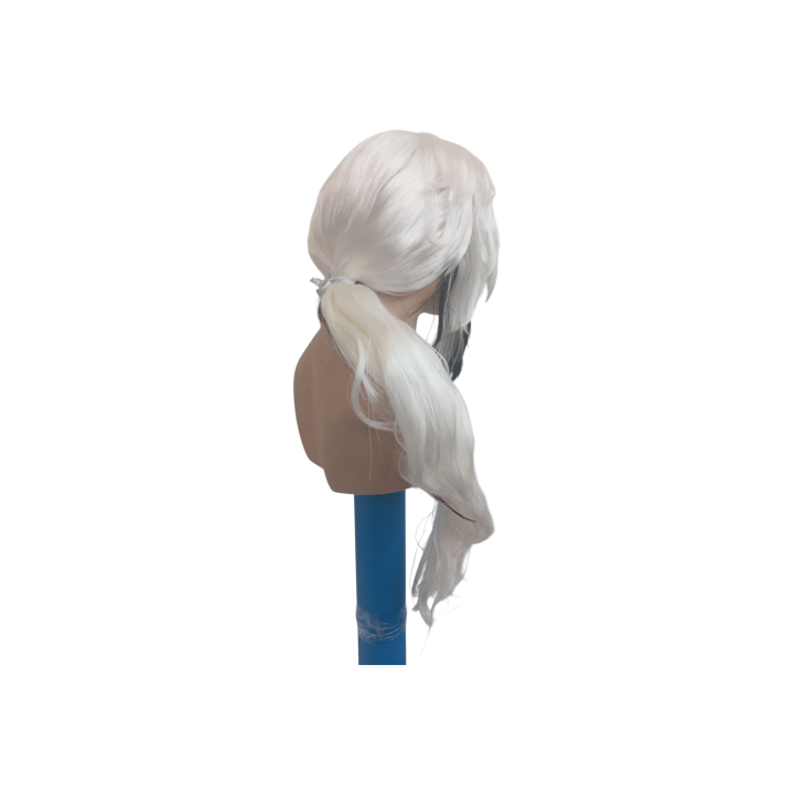 Arlecchino Long White Black Cosplay Ponytail Wig | Genshin Impact | Alegro Athens