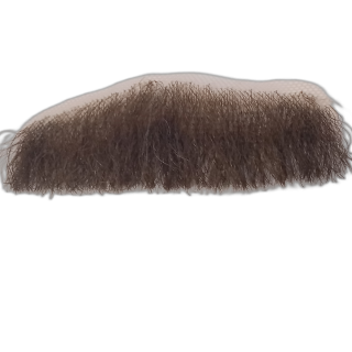 Mitsos Handmade Brown Human Hair Thick Moustache on Lace