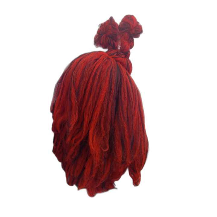 Demon Textured Voluminous Red and Black Drag Wig with Bun Horns
