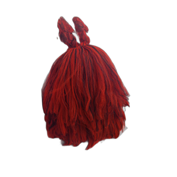 Demon Textured Voluminous Red and Black Drag Wig with Bun Horns