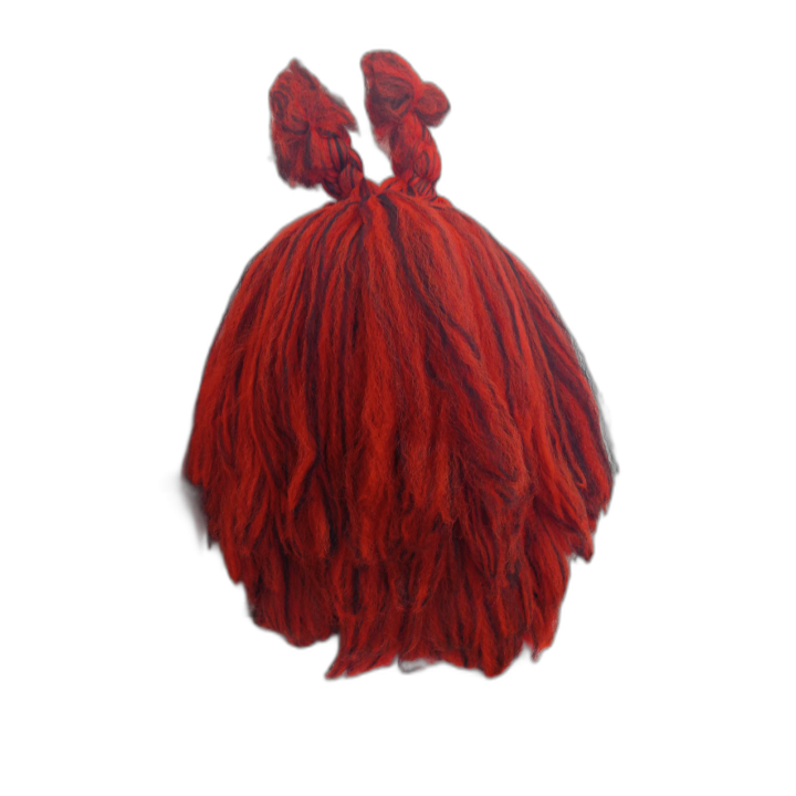 Demon Textured Voluminous Red and Black Drag Wig with Bun Horns