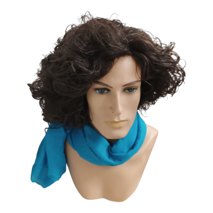 Curly Dark Brown Handmade Natural Look Wig