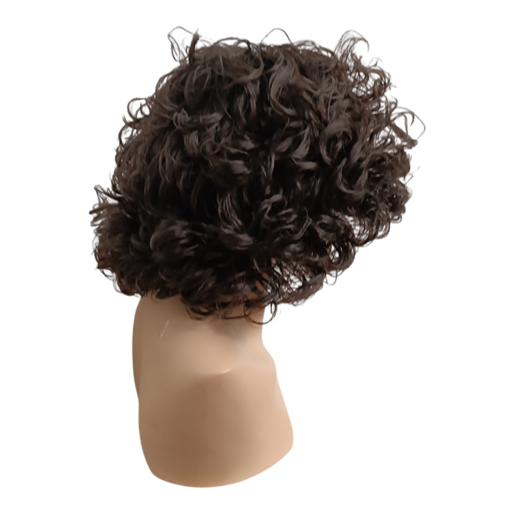 Curly Dark Brown Handmade Natural Look Wig