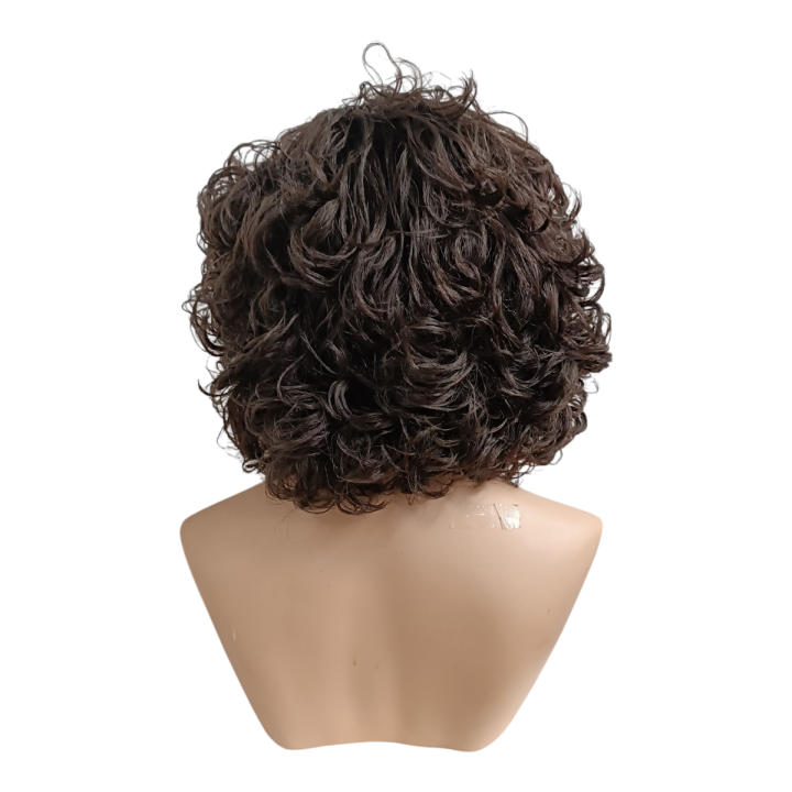 Curly Dark Brown Handmade Natural Look Wig
