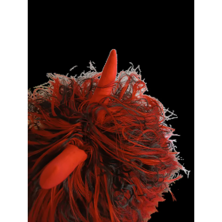 Devil Woman Red Wig with Horns and Black Details