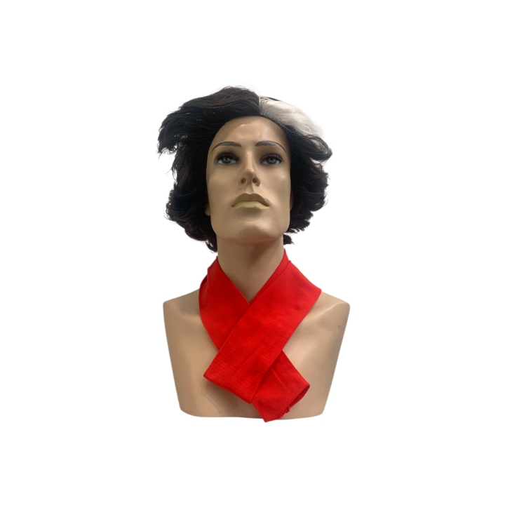 Χειροποίητη Σκούρα Καστανή Περούκα Cosplay με Λευκή Λεπτομέρεια