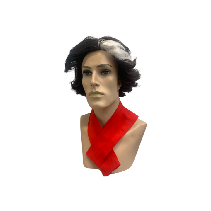 Χειροποίητη Σκούρα Καστανή Περούκα Cosplay με Λευκή Λεπτομέρεια