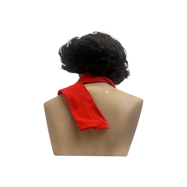 Χειροποίητη Σκούρα Καστανή Περούκα Cosplay με Λευκή Λεπτομέρεια