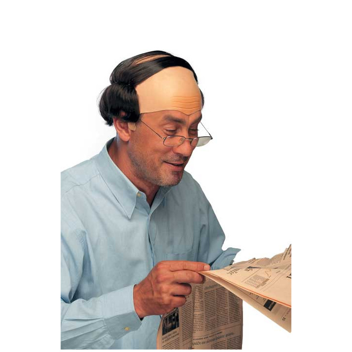 Charmer Bald Cap Wig with Brown Hair | Comedy Costume | Alegro Athens