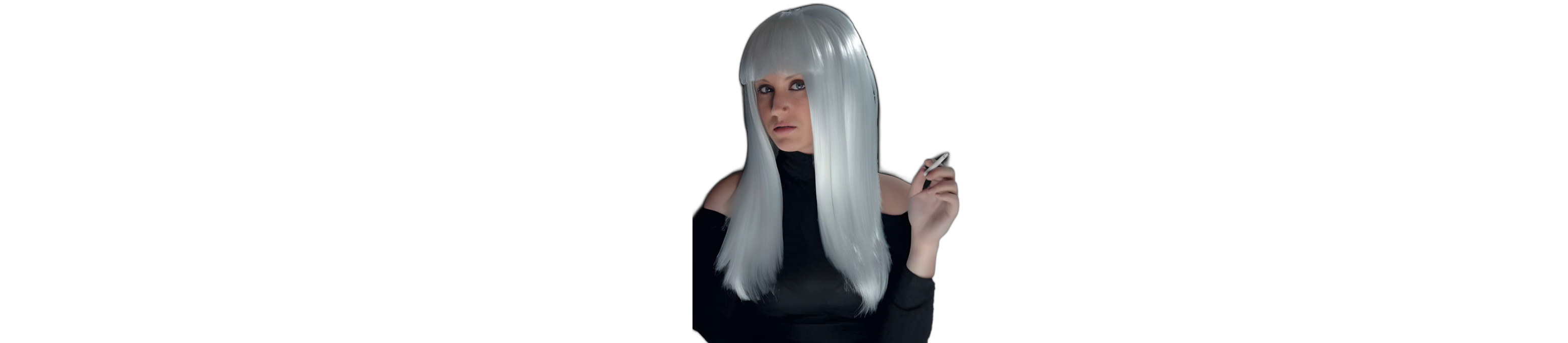Xena Long White Wig with Bangs